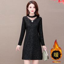  Gush without suede Big code autumn winter 2020 new fat younger sister Nehitch dress Long sleeves Mom dress bottom