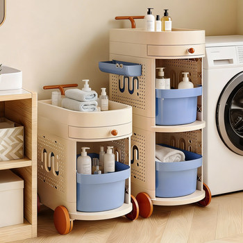 Bathroom Storage Rack, Toilet Organizer Shelf, Restroom Trolley, Gap Storage Cabinet, Multi-Layer Movable