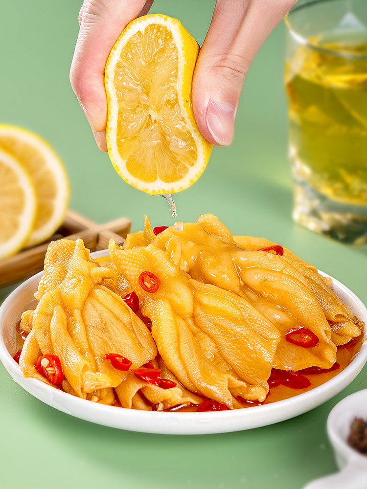 Lemon and Spicy Boneless Duck Feet 2.5kg / 10kg Large Portions Whole Box Boneless Duck Claws Wasabi Duck Feet Commercial Packaging