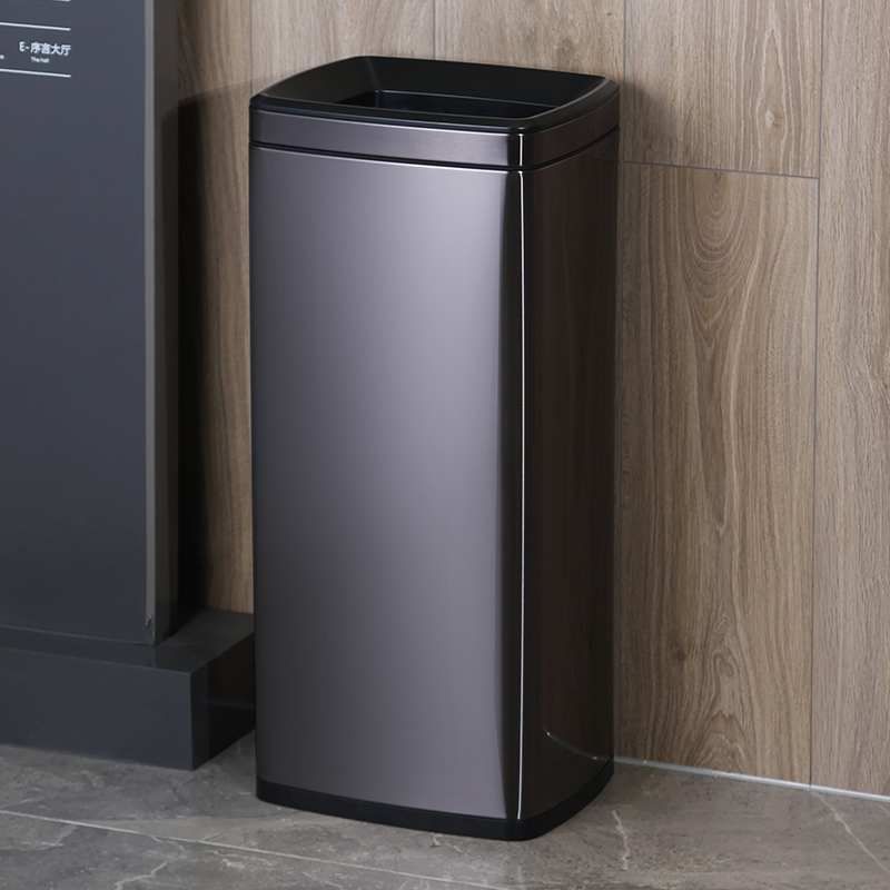 20-Liter and 30-Liter Commercial Trash Cans with Increased Capacity, Taller Square Design, Lidless, Direct Insertion, Stainless Steel, for Hotel Bathrooms