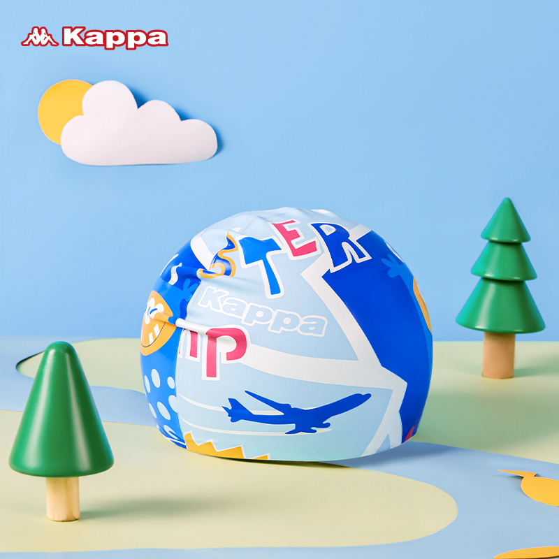 Kappa children's swimming cap boys and girls professional waterproof ear protection silicone head cute cartoon bath cap