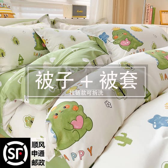 Quilt with Quilt Cover Two-In-One, Air-Conditioned Quilt, Suitable for All Seasons, Student Dormitory, Single/Double, Spring and Autumn Thickened Quilt Core, Winter Quilt