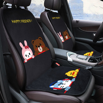 Car heating cushion winter plush cute universal female car seat cushion electric heating pad car seat three-piece set