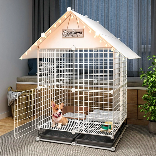 Собачья клетка маленькие и средние домашние комнаты для собак с туалетами Отдельное гнездо для собак Boshimi Pet Corgi Teddy Dog Забор