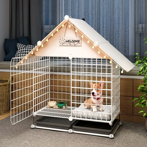 Собачья клетка маленькие и средние домашние комнаты для собак с туалетами Отдельное гнездо для собак Boshimi Pet Corgi Teddy Dog Забор