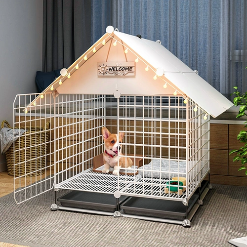 Собачья клетка маленькие и средние домашние комнаты для собак с туалетами Отдельное гнездо для собак Boshimi Pet Corgi Teddy Dog Забор
