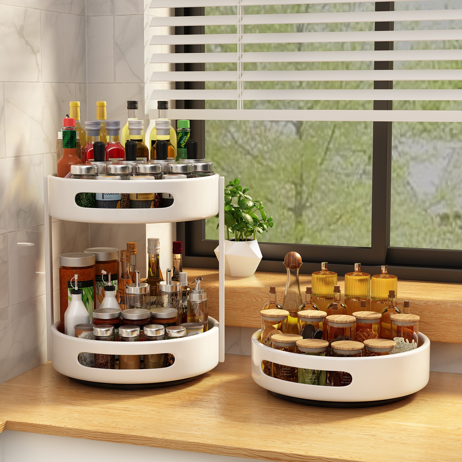 Japan imported MUJIE 360-degree rotating seasoning rack kitchen seasoning multi-functional seasoning storage rack
