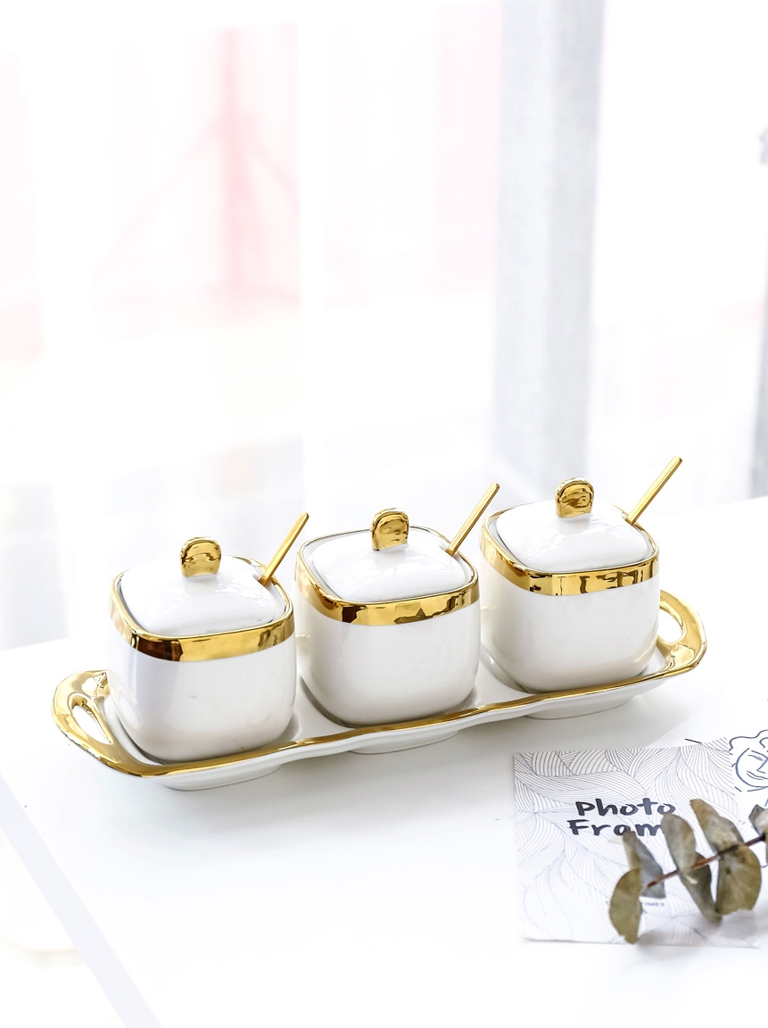 Scene best Nordic light key-2 luxury up phnom penh ceramic white sugar pot seasoning salt seasoning sauce bottles 4 times