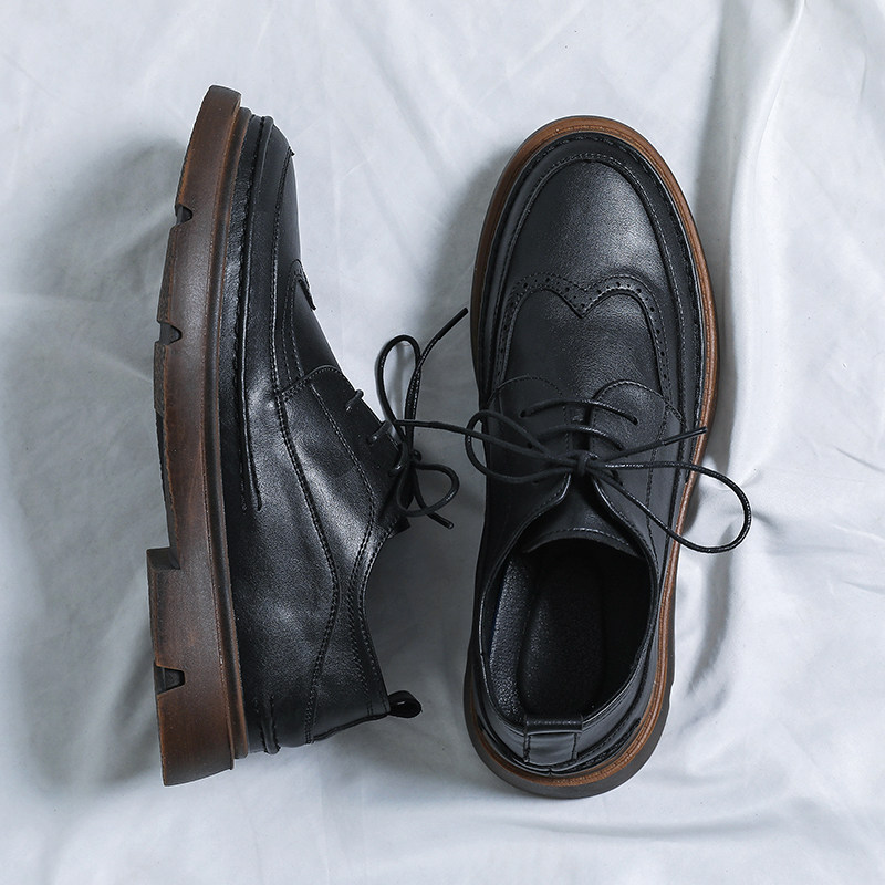 Business formal men's leather shoes suits casual high-end British style winter brogue wedding groom shoes