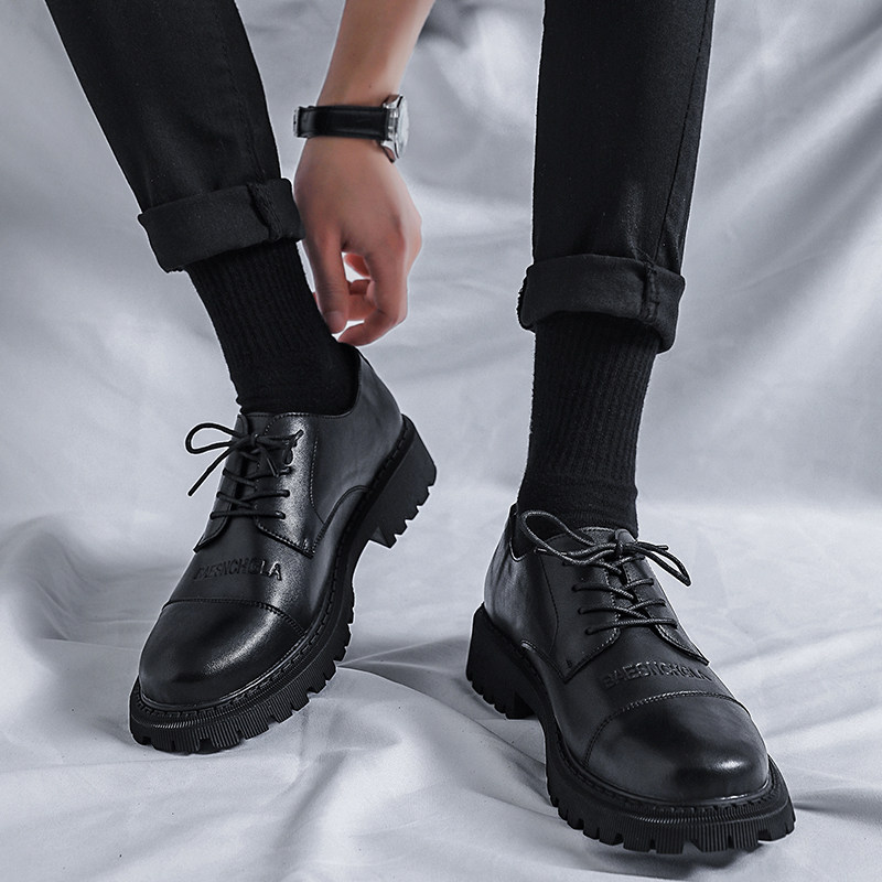 Small leather shoes men's spring and autumn style British style leather suit business formal casual thick bottom wedding groom tide men's shoes