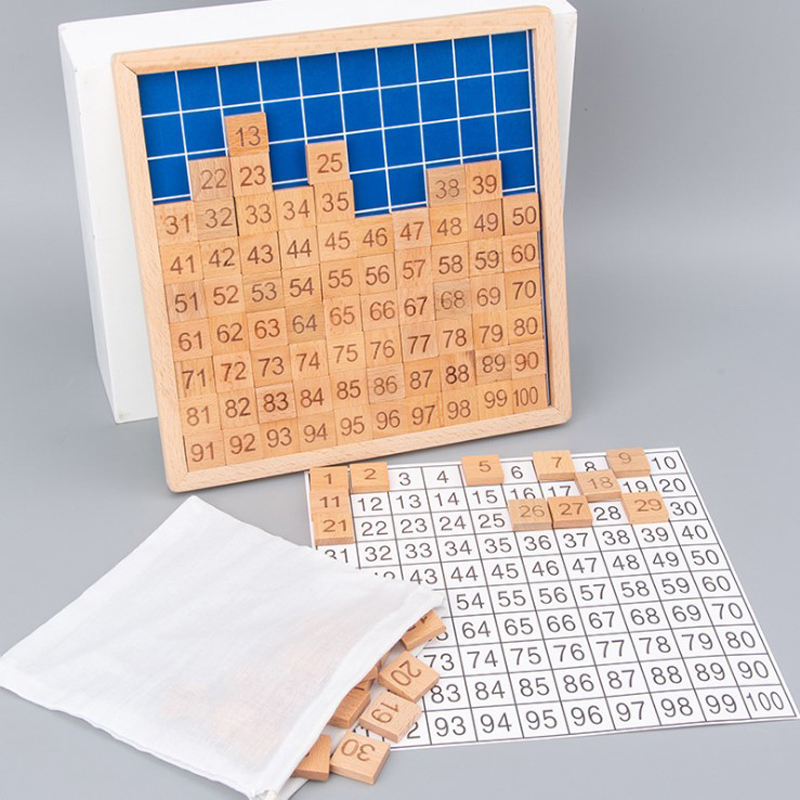 Wooden board Montessori math teaching aids Montessori early education 1-100 continuous board number learning toys