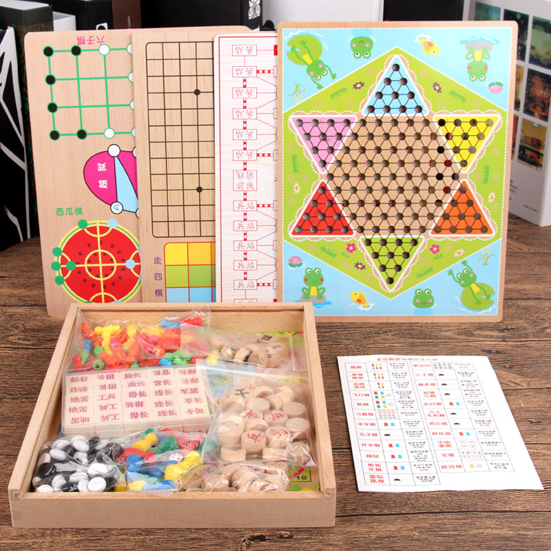 Wooden checkers Flying chess backgammon Colosseum Table games Multi-functional adult chess Children's puzzle power toys