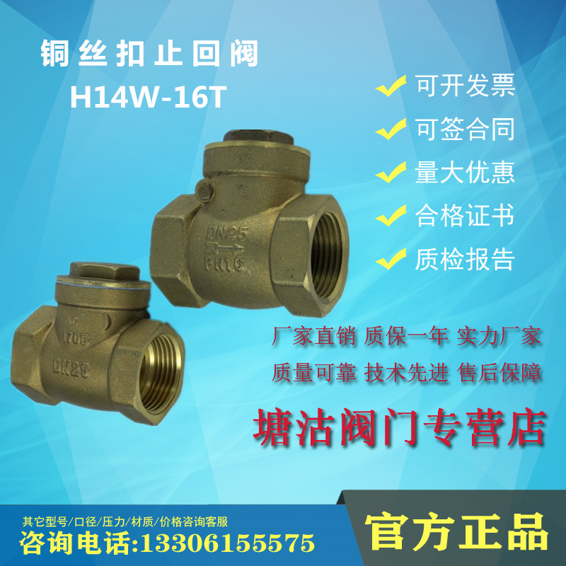 Brass wire buckle check valve H14W-16T Tianjin Tanggu Tanggu valve Waters TWT a valve crown dragon DN253250
