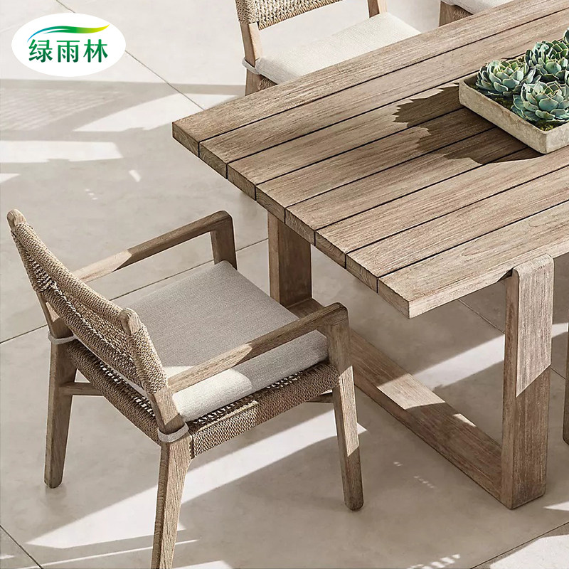 Outdoor Grapewood Table And Chairs Patio Open-air Villa Garden Folk Juku Teak Benches Waterproof Sunscreen Outdoor Long Table Combinations