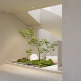 Имитация бамбуковых зеленых растений нандина, ландшафтный микроландшафт из клена с куриными когтями, мягкая отделка, украшения из искусственных деревьев под лестницей во внутреннем дворике виллы.