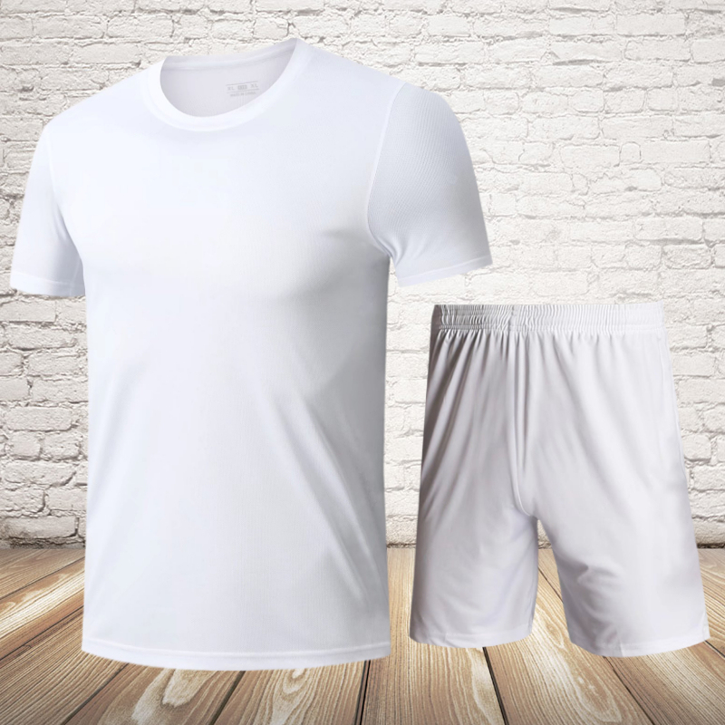 Pure White Football Uniform for High School Entrance Exam Physical Education Test, Short-Sleeved Black Sports Football Suit Set for Men