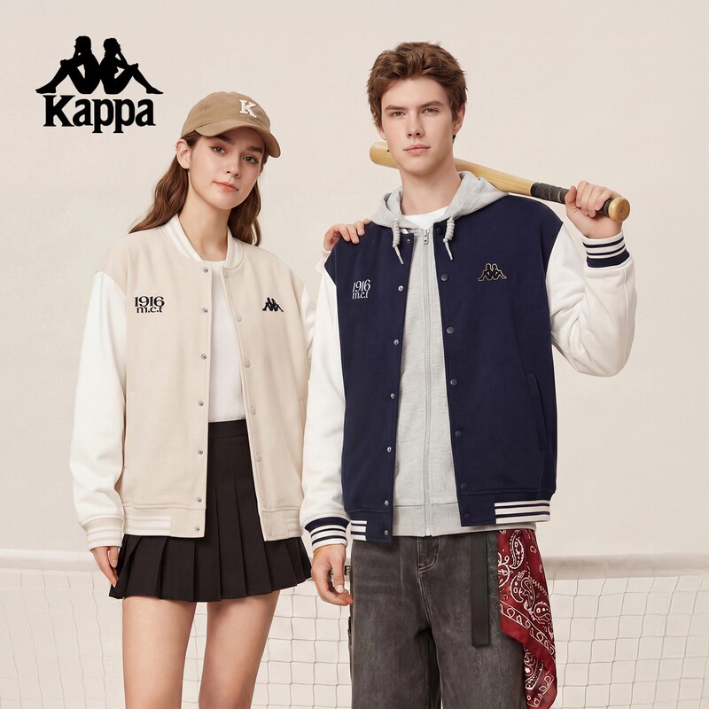 Kappa Back-To-Back Sports Jacket Men's Autumn New American-Style Baseball Jacket Retro Casual Top Women's