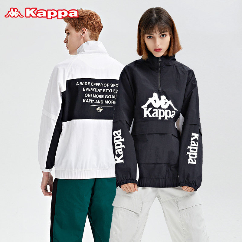 Kappa Capa Outlets anti-wind clothes lovers male and female shuttles jacket half-pull necklace hooded sweatshirt splicing thick T-shirt