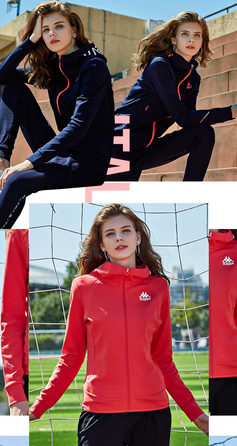 Áo thể thao nữ Kappa Áo hoodie hàng đầu Áo thể thao | K0762MK41 - Thể thao lông cừu / jumper áo sweater nam form rộng