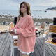 Sweet pink fake two-piece small hoodie women spring and autumn 2021 new western style Korean loose lazy wind blouse