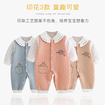 Newborn Baby Clothes Pure Cotton Autumn Winter Style Children Khaclothes Thickening Monk clothes Warm One-piece Clothes Long Sleeves