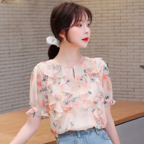 Brand discount store shopping mall counter withdrawal of the cabinet cut label womens tail clearance Chiffon shirt top floral shirt tide