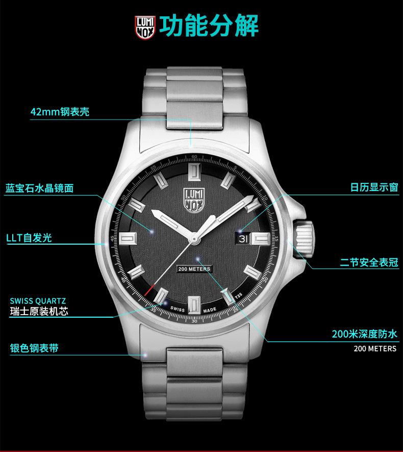 Phong cách chơi mát mẻ Đồng hồ quân đội Luminox 1832 - Giao tiếp / Điều hướng / Đồng hồ ngoài trời đồng hồ nam hublot