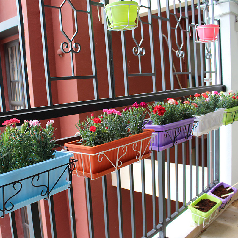 Balcony vegetable railing plastic flower pot planting rack hanging succulent plant rose flower pot vegetable planting box hanger