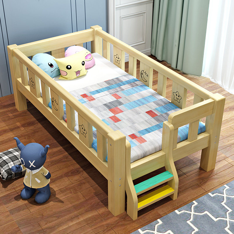 Splicing children's bed Boy single widened bed edge plus bed Girl small bed Fight bed Large bed with fence Solid wood baby
