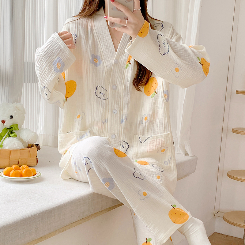 Postpartum Clothing Summer Thin Postpartum Pure Cotton Gauze Maternity Pajamas Pants Adjustable Non-Stretching Spring and Autum Nursing Clothing