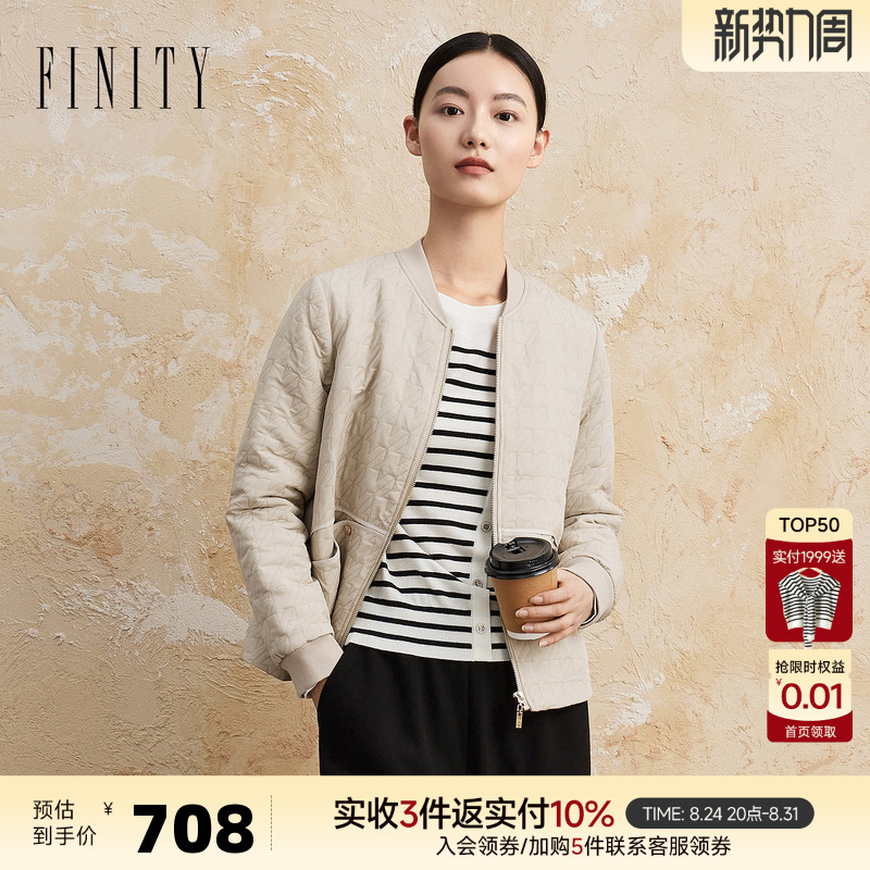 Fenidi Houndstooth Quilted Embossed Cotton Coat 2024 Winter New Casual Baseball Jacket