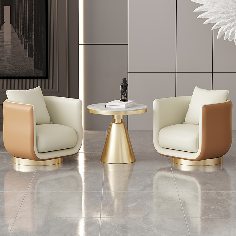 Light Luxury Sofa Chair, Rotatable, Suitable for Sales Offices, Hotel Reception, Small Round Table, Leisure Area, Cafe, Meeting Table and Chair Set