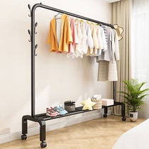 Indoor balcony vertical clothes rack floor-standing simple clothes hanger floor-standing household coat rack mobile simple clothes drying rack