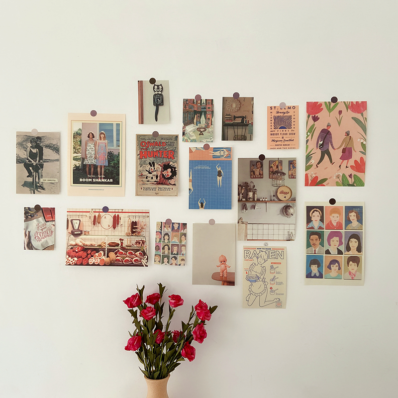 Rich ins style art painting wall decoration stickers Soft card paper hand account Bedroom bedroom wall decoration