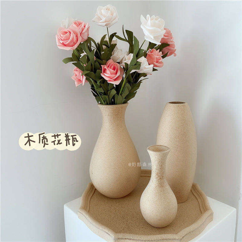 Wooden vase retro - made old rough wooden bonded vase home decoration fittings to take picture props
