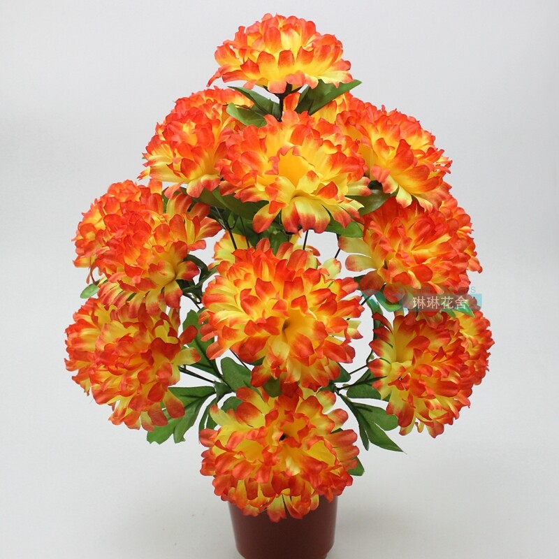 Simulation fake flower Qingming chrysanthemum artificial flower 18 head large Lidaisy bouquet Qingming Festival Tomb Sweeping Tomb Plastic Silk Flowers