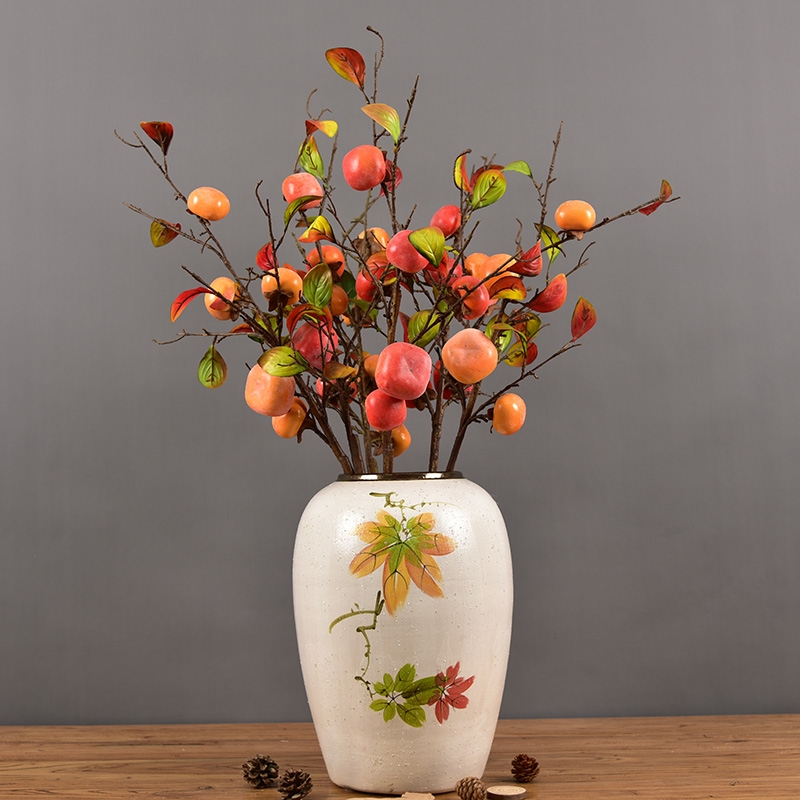 Simulation fake persimmon apple pomegranate fruit branch decoration high-end home living room decoration fake flower hotel floor drying flower