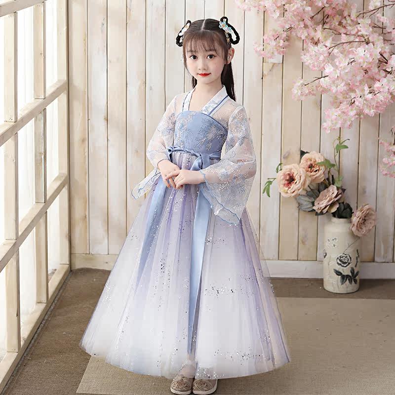 Child Hanfu Girl Spring Autumn China Wind 2021 New Summer Dress Jacket Dresses Superfairy Don Costume Little Girl Ancient Dress Summer Clothes