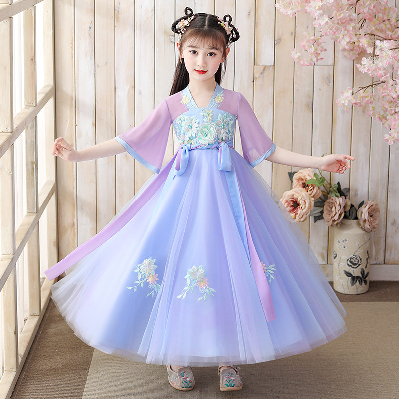 girls' spring clothing 2021 new spring and autumn ancient dress Chinese style children's tang cheongsam dress
