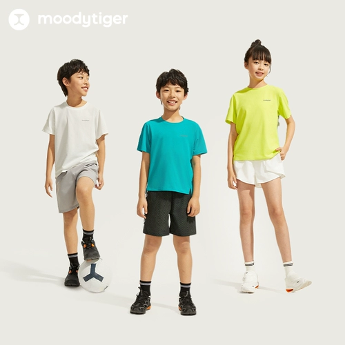 moodytiger Детская летняя спортивная футболка с коротким рукавом для мальчиков, свободный крой