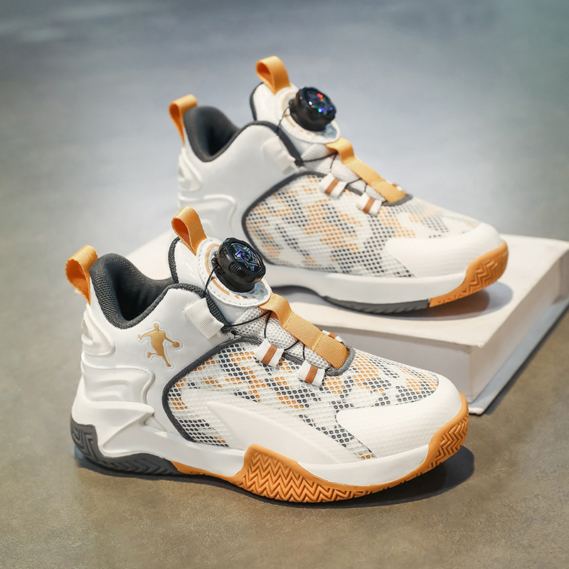 Qiao Zhou New Children's Basketball Shoes, Summer Style, for Little Boys, Older Children, Teenagers, Breathable, Non-Slip, Wear-Resistant Children's Shoes