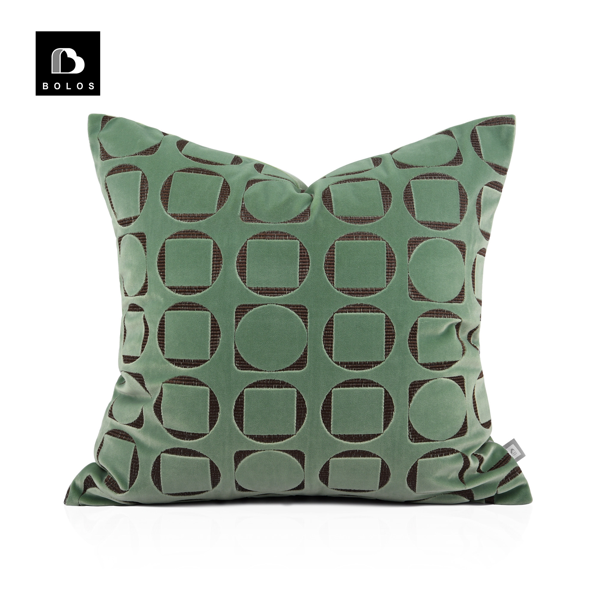 Modern minimalist Nordic model room light luxury Italian modern style green circle flannel custom sofa pillow cushion