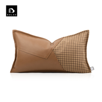 Modern minimalist light and luxurious plate room curry orange leather splicing kilobirge-style hug pillow sofa waist pillows leaning back against pillows