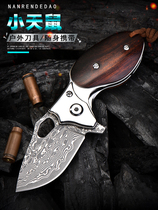 Outdoor Cutter Damascus Steel Knife Folding Knife Anti-Body Knife Dismantling Express Small Knife Mini Key Button Portable Folding Knife