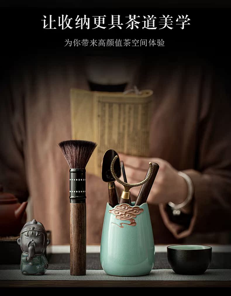 Kung fu tea sets accessories ebony wood tea 6 gentleman of gentleman ChaGa needle spoon tea tool