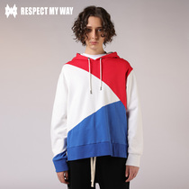  Hu Xianxu same paragraph RESPECT MY WAY tide brand sweater hooded loose stitching three-color hip-hop national tide hoodie