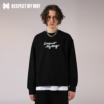  RESPECT MY WAY tide brand sweater mens tide ins round neck loose white hip-hop national tide pullover jacket autumn