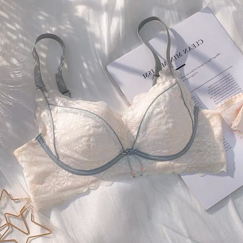 South Korean lingerie women's thin section Summer large breasted with a sexy no-steel ring to receive the drop-proof saggy bra