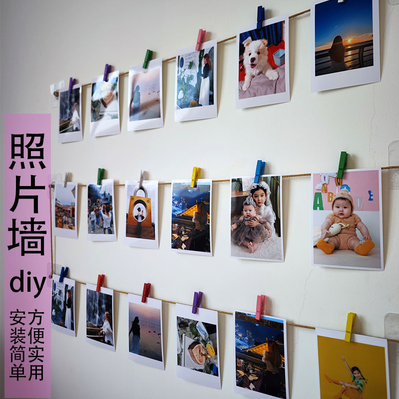 Photo Wall Clips LAOSHU Photo Wall Hanging Ropes No-Nail School Cultural Wall DIY Decorative Wall Hanging Creative Display Wall