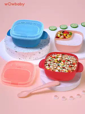 wowbaby children out bowl portable tableware baby eating grinding non-staple food bowl anti-fall baby Bowl Spoon set